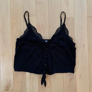 Black lace cropped top - H&M US 4
